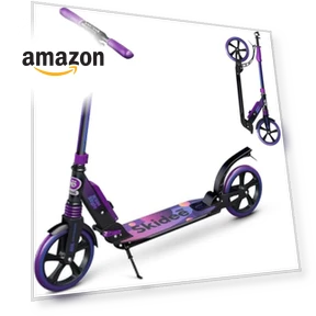 Adjustable Height Folding Scooter with Large Wheels and Anti-Shock Suspension — Push Scooters, SKIDEE