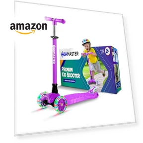3 Wheel Kick Scooter for Kids with LED Lights and Adjustable Handlebar — Electric Vehicles, HighMaster
