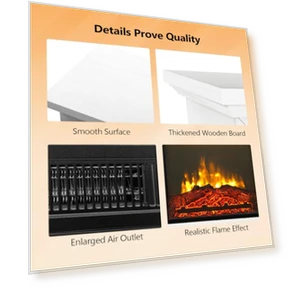 Freestanding Electric Fireplace Stove Space Heater with Realistic Flame — Tabletop Fireplaces, Bonnlo