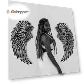 Angel Wings Metal Wall Art with LED Lights — Overhead Lighting