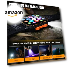Military Smart Watch with LED Flashlight/UV Light — Smartwatches, LaNikar