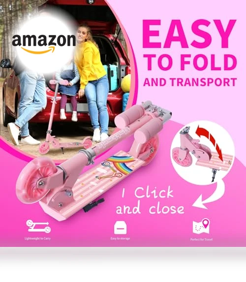 Kids Kick Scooter with Light Up Wheels — Push Scooters, Nattork