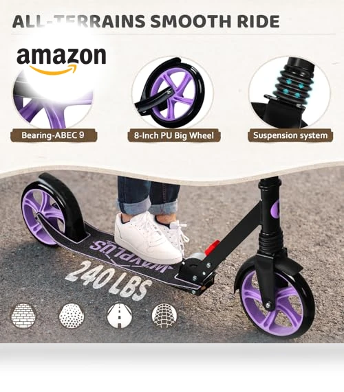 Foldable Kick Scooter with Adjustable Handlebar — Push Scooters, WAYPLUS