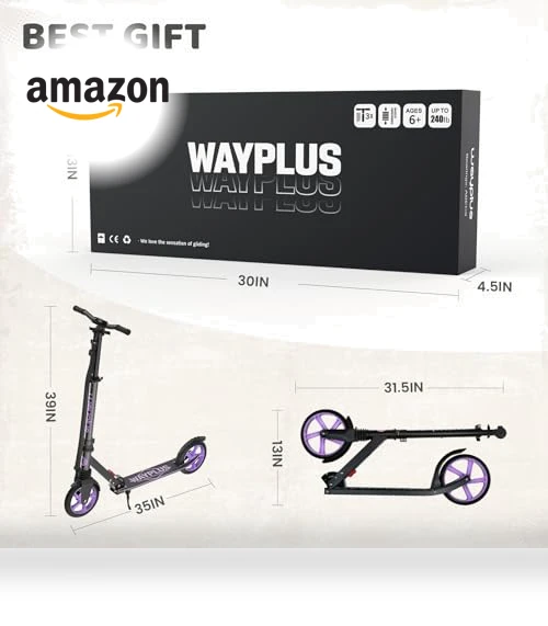 Foldable Kick Scooter with Adjustable Handlebar — Push Scooters, WAYPLUS