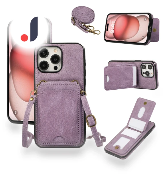 Leather+TPU Phone Cover with Card Holder and Kickstand — Phone Accessories, Smartwatch 2025
