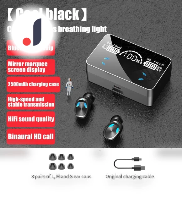 Digital Display Touch Wireless Bluetooth 5.1 Earbuds — In-Ear Headphones, The Joker