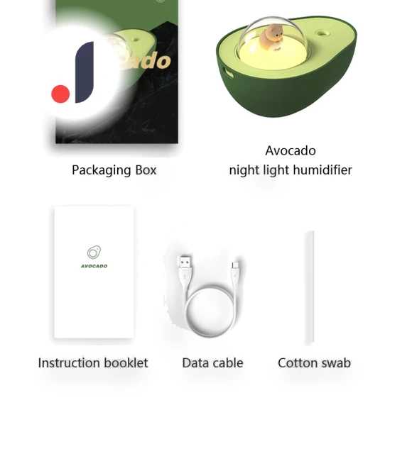 Avocado Night Light with USB Rechargeable Humidifier — Air Moisturizers, Essager Electronic