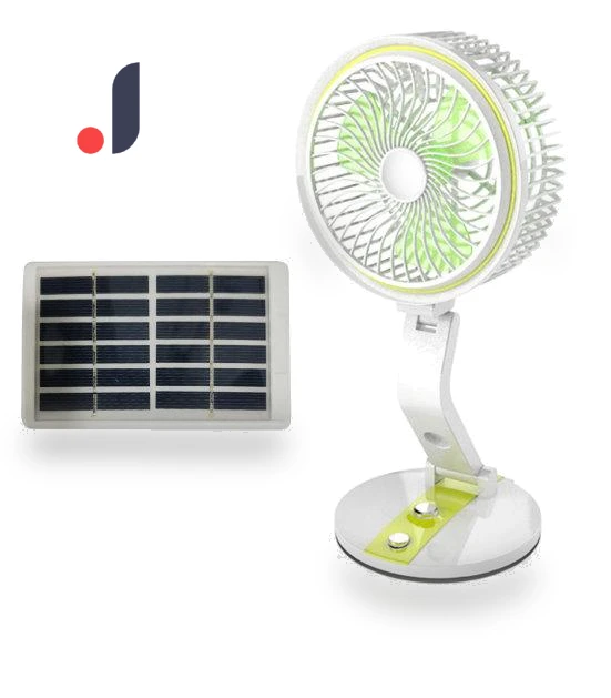 Solar-Powered LED Desk Fan with 360-Degree Rotation — Portable Cooling Solutions, Kitchenware