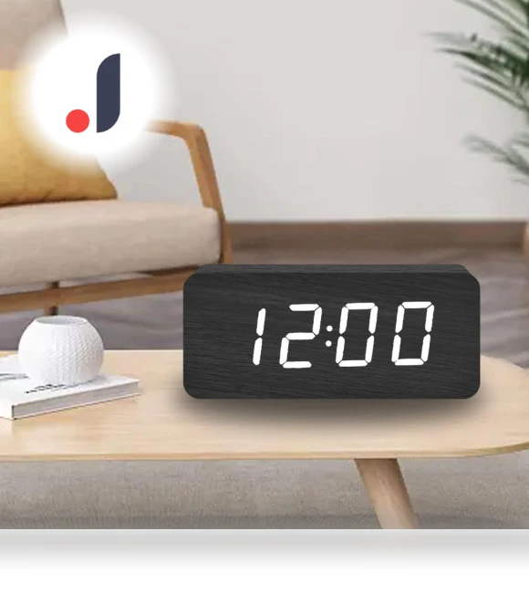 Wooden Digital Clock with LED Night Light — Clocks