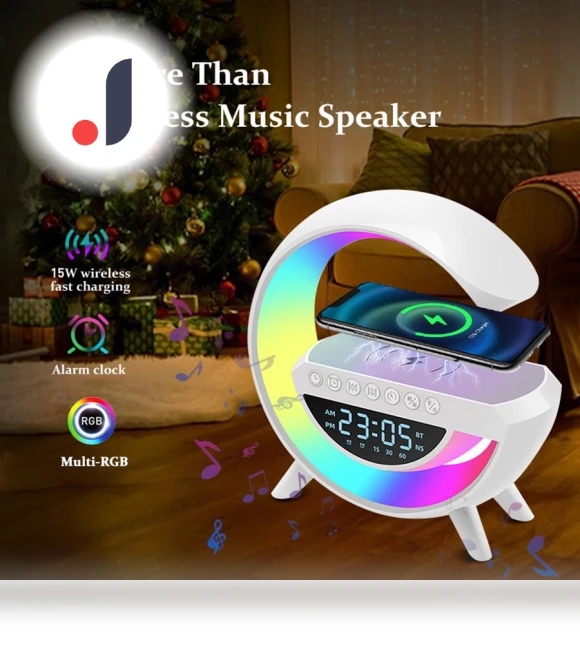 Smart RGB Ambient Night Light with Wireless Fast Charging, Alarm, and Bluetooth Speaker — Night Lights, Home Of Auto Parts