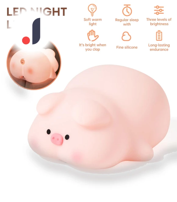 Cute Rabbit Pig Silicone Night Light — Lamps & Shades, Exquisite goods home furnishing