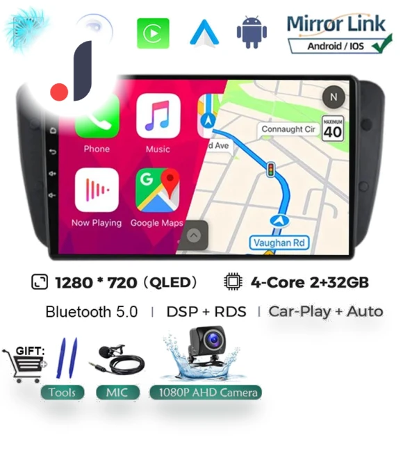 QLED Touchscreen Car Stereo with GPS Navigation — Stereo Receivers, AutoSphere