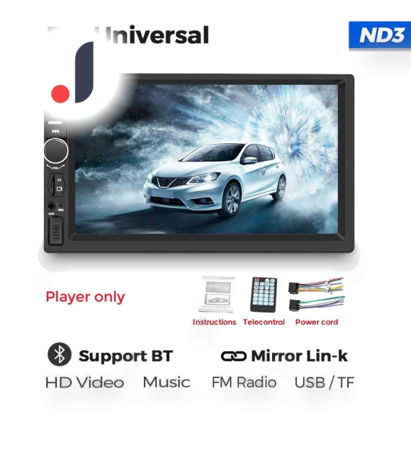 7-inch HD Touchscreen Universal 2 DIN Carplay Multimedia Player — Stereo Receivers, AutoSphere