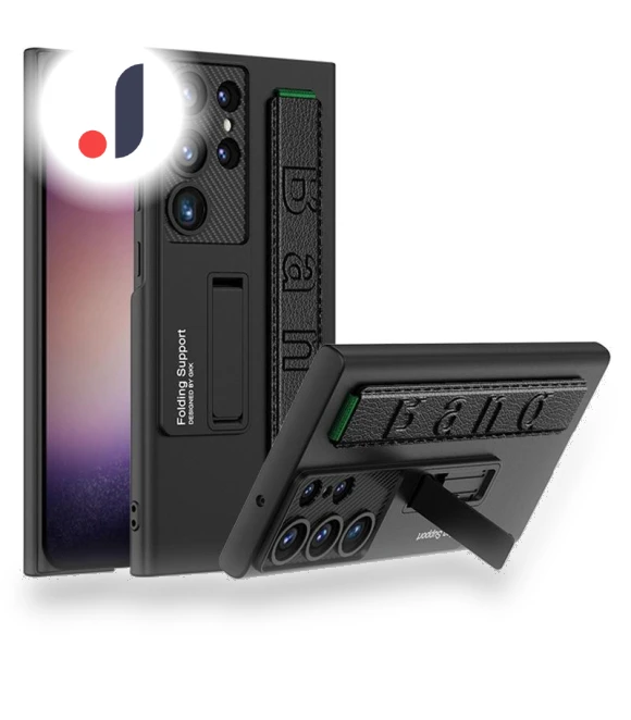 Fully Wrapped Leather+PC Phone Cover with Adjustable Kickstand — Phone Accessories, Smartwatch 2025