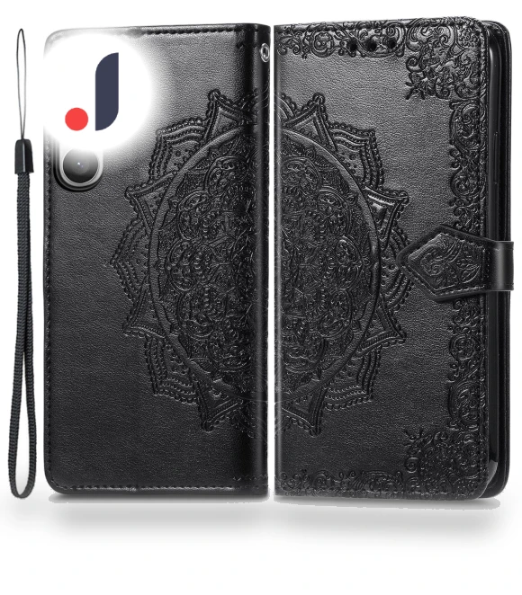 Mandala Pattern Embossed PU Wallet Folio Case Stand — Phone Accessories, Smartwatch 2025