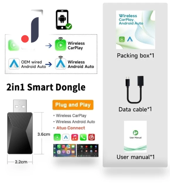 Mini 2 in 1 Wireless CarPlay and Android Auto Adapter — Phone Accessories, Xixi Global Purchasing