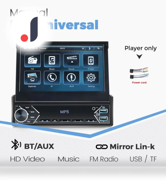 Universal 1 Din MP5 Player with 7 Inch Touch Screen — Stereo Receivers, AutoSphere