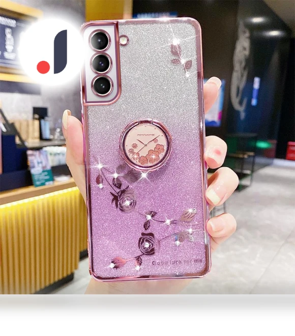 TPU Case with Kickstand Glitter Flower Pattern Rhinestone Decor — Phone Accessories, Smartwatch 2025