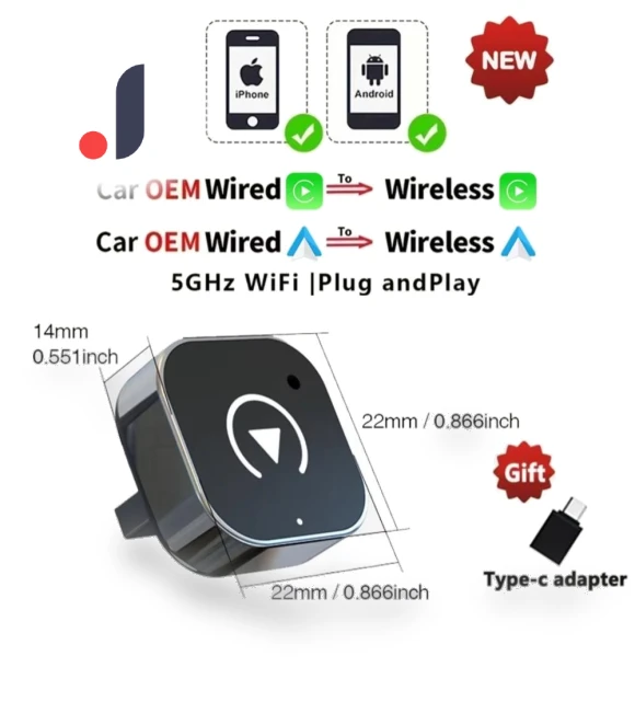 Wireless CarPlay/Android Auto Adapter — Stereo Receivers, YJMP Auto Parts