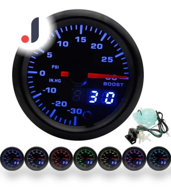 Universal 7 Color LED Turbo Boost Digital Gauge — Boost, happybuySE
