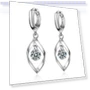 Sterling Silver Earrings with Zircon Crystals and Leaves — Drop & Dangle, ANENJERY Bijouterie