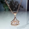 Rose Gold Necklace with Fan-Shaped Smart Zircon Pendant — Smart Jewelry, Commodity Jewel