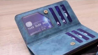 iPhone 13 Wallet Case with Card Holder, Magnetic Clasp Zipper Pocket Detachable Flip Case