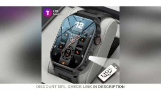 LIGE New Men Smart Watch Flashlight 2.01" HD Large Screen AI Voice Bluetooth Call Sport Watches Heal