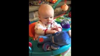 Niki and the baby Einstein octopus 4 months old
