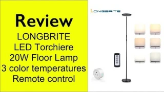 Review Longbrite LED Torchiere floor lamp with remote