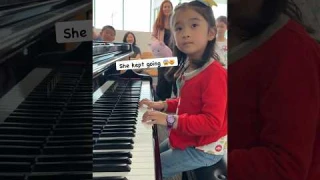 5yo FALLS off chair playing piano!😱🎹😢 #piano #music #pianolesson #pianostudent #classicalmusic