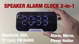 (2024) Bluetooth 5.0 Speaker Digital Mirror Alarm Clock 2-in-1 TF Card Phone Holder Set Up Tutorial