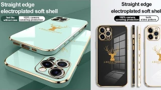 iPhone Case Deer Pattern Plating TPU Straight Edge Cover