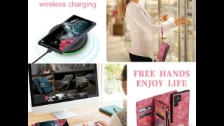 Casesme.com Samsung Galaxy S22 Ultra Wallet Case with Wrist Strap Red
