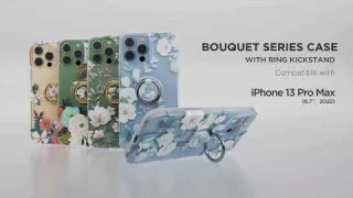 GVIEWIN® Floral Clear with Ring Holder Grip Women Case iPhone 13 Pro max