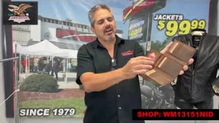 WM13151NID - Men's Vintage Brown Flip Up 17 Pocket Trifold RFID Wallet