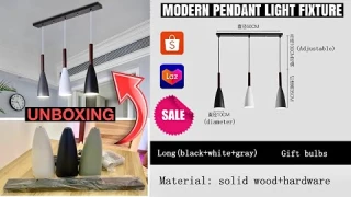 Unboxing Modern Ceiling Lamp Fixture Chandelier 3 Pendant Light Wood | Assemble Tutorial