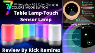 Touch Sensor Table Lamp with White Light + 7 RGB Changing Colors