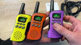 Walkie Talkie Kids Rechargeable 3 Pack, AWANFI 8 Channel Long Range for Kids Unboxing & instructions