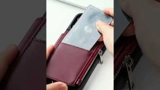 Zipper Leather Wallet Cards Slot Wallet Case for iPhone 15 14 13 12 Series #Shorts