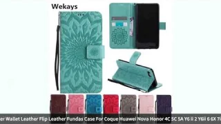 Luxury 3D Sun Flower Wallet Leather Flip Leather Fundas Case For Coque Huawei Nova Honor 4C 5C 5A...