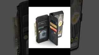 CaseMe Google Pixel Fold Vintage Leather Zipper Wallet Case with Wrist Strap