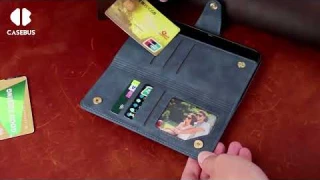673 Multi Card Zipper Wallet Phone Case with 7 Card Slots Cash Pocket Leather Folio Flip Cover