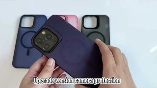 iPhone 15 magnetic case with lens protective holder