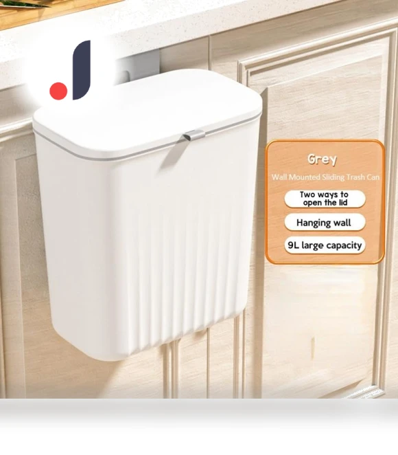 Wall-mounted trash bin 9L for kitchen cabinet storage — Waste Baskets, YC Direct