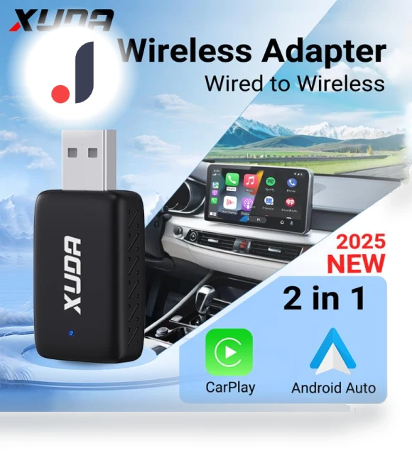 2-in-1 Wireless Carplay and Android Auto AI Box — Stereo Receivers, ZoomSpark