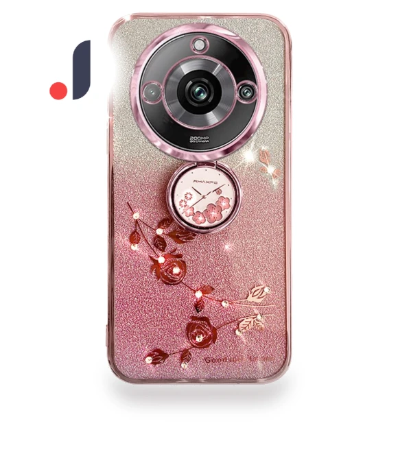 Rhinestone Flower Ring Kickstand Back Cover Glitter Gradient TPU Phone Case — Phone Accessories, Smartwatch 2025