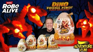 4 Zuru Robo Alive Dino Fossil Find Amber Adventure! Light Up & Roar Dinosaurs Toy Review!
