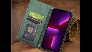 iPhone 13 Pro Max Wallet Magnetic Stand Case Green