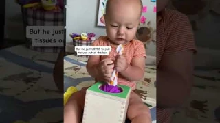 Baby play ideas with the Lovevery Magic Tissue Box. Great for independent play! | 🎥: @kseniabunina